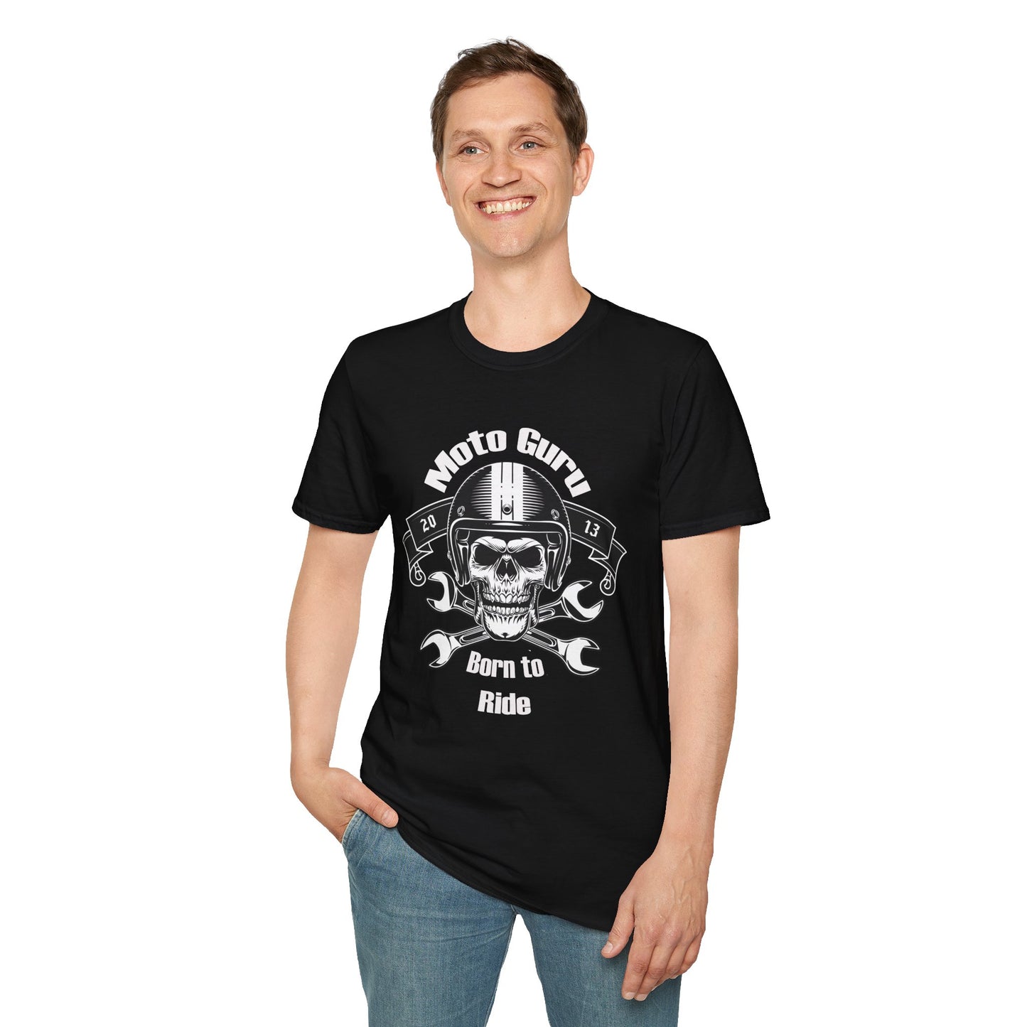 Moto Guru Born to ride Vintage Design Motorcycle T-Shirt