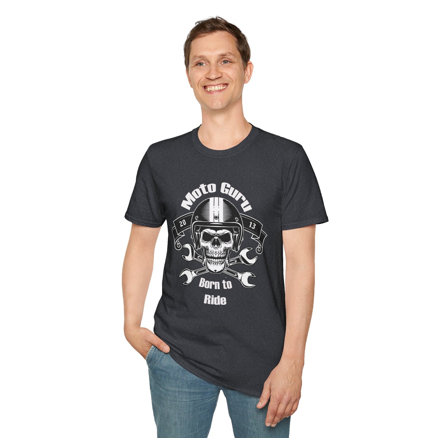 Moto Guru Born to ride Vintage Design Motorcycle T-Shirt