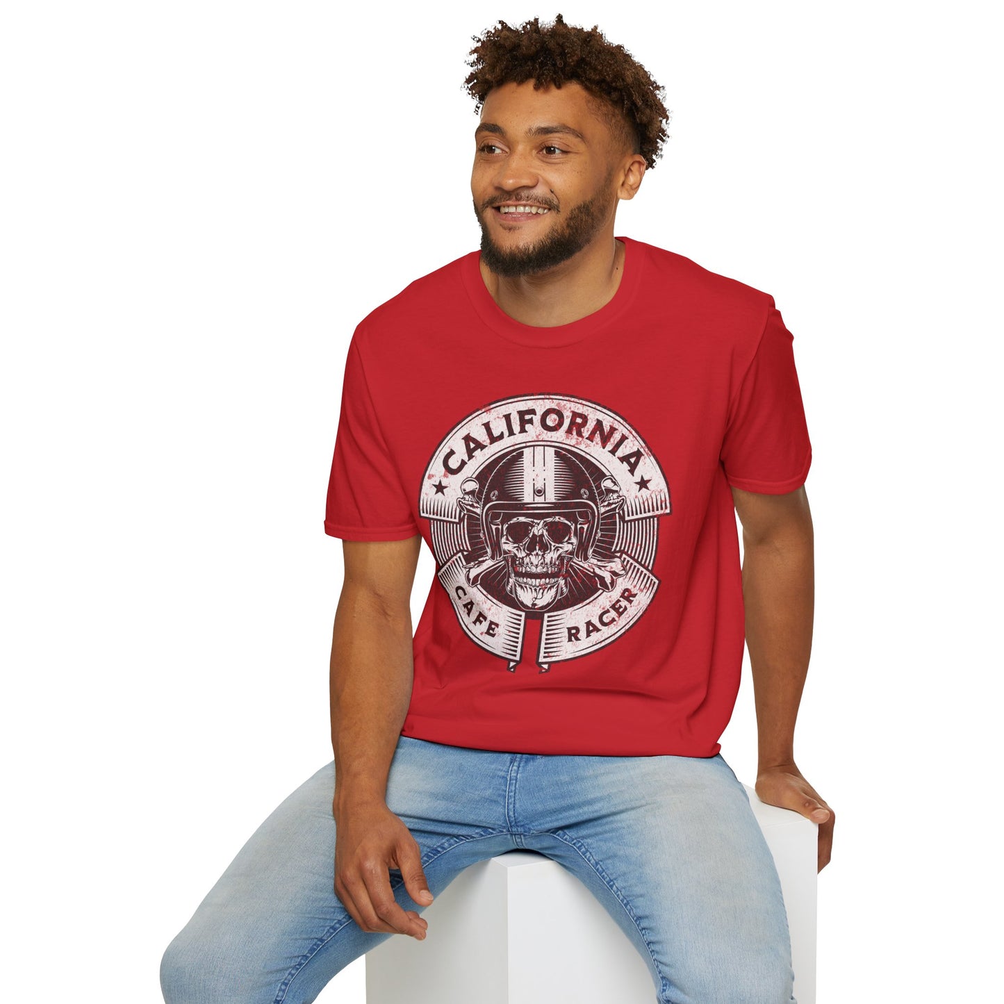 California Skull Caffe Racer Vintage Design Motorcycle T-Shirt