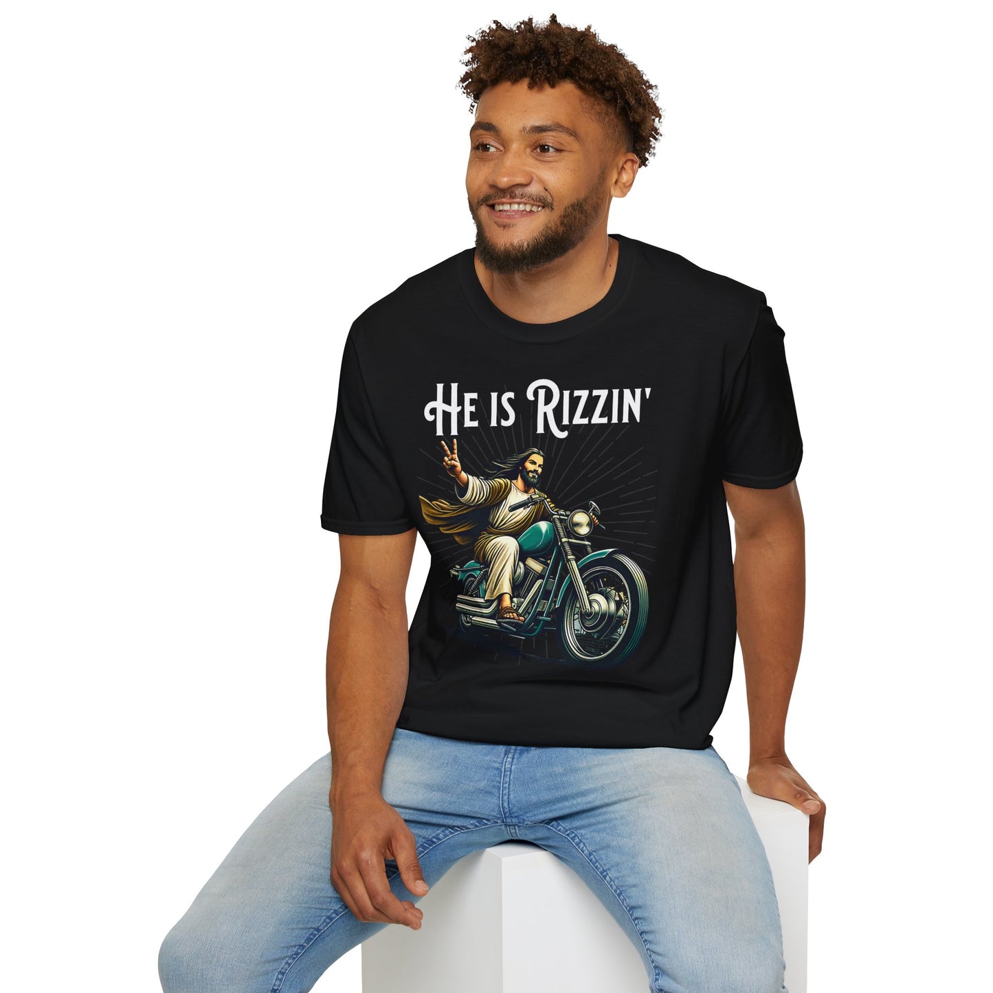 He Is Rizzin' Vintage Design Motorcycle T-Shirt
