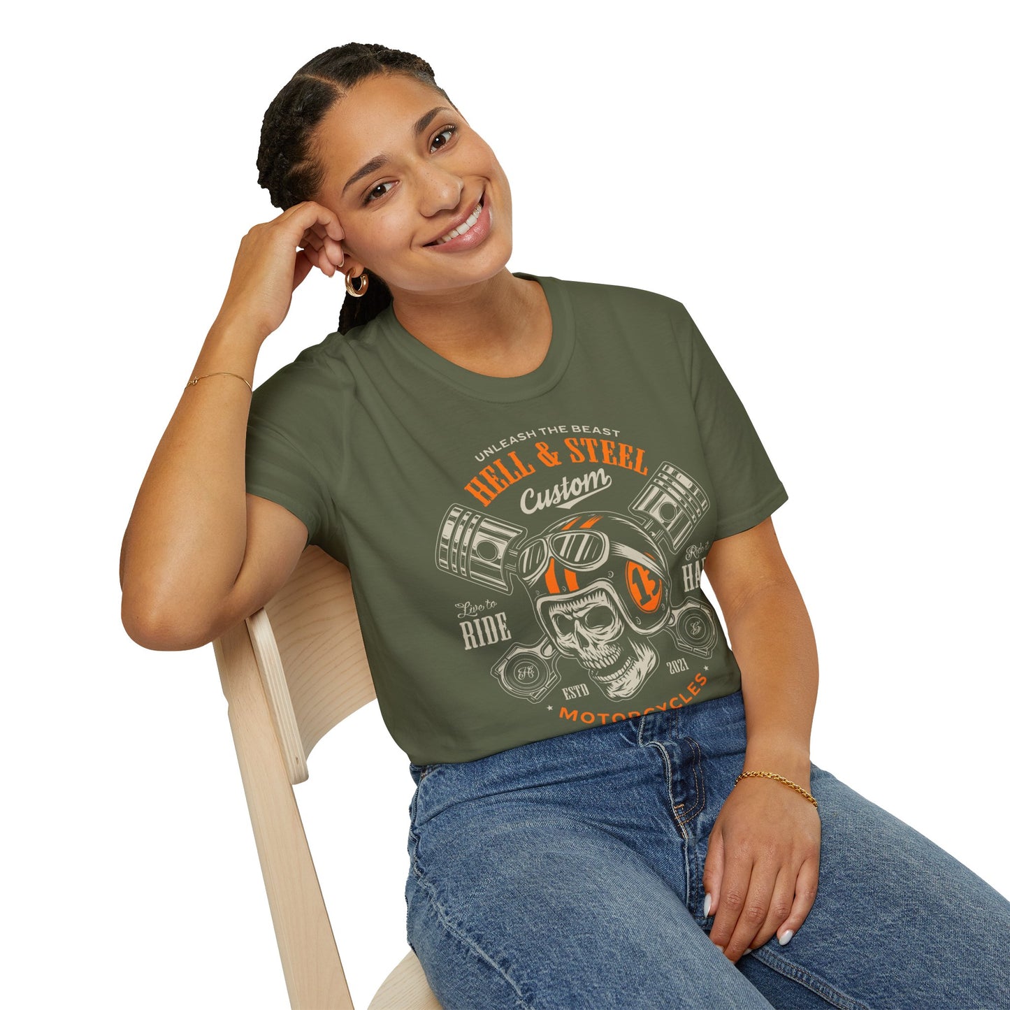 Hell & Steel Vintage Design Motorcycle T Shirt