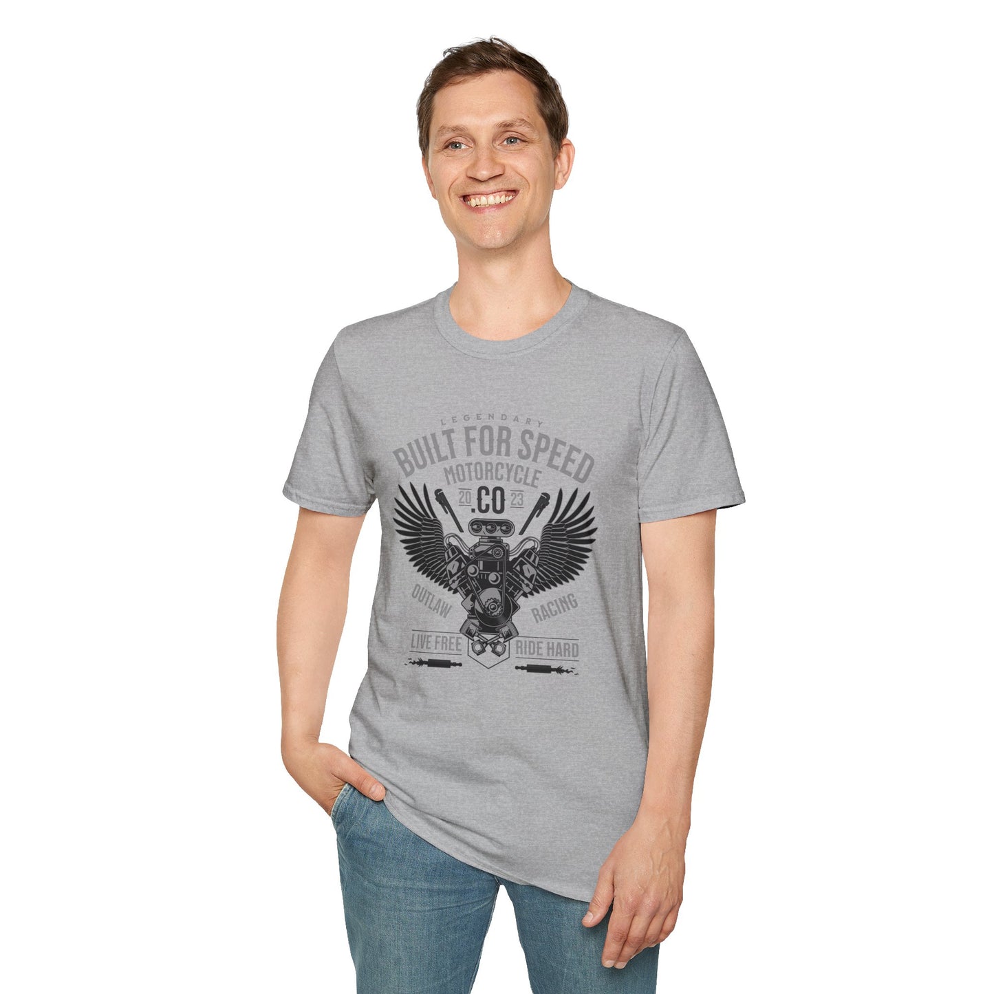Built for Speed, Live Free, Ride Hard Vintage Design Motorcycle T-Shirt