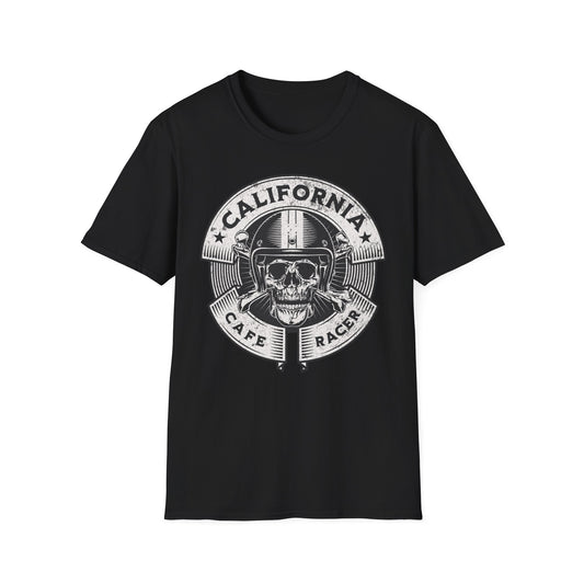 California Skull Caffe Racer Vintage Design Motorcycle T-Shirt