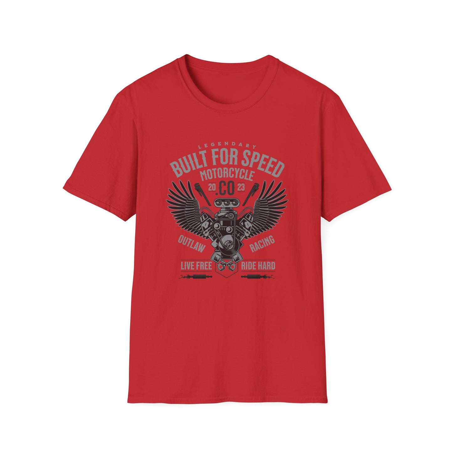 Built for Speed, Live Free, Ride Hard Vintage Design Motorcycle T-Shirt