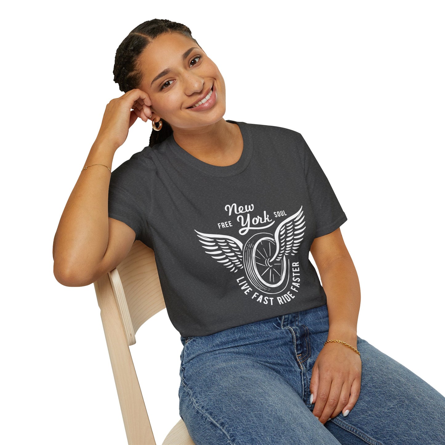 New York Soul Wings Vintage Design Motorcycle T-Shirt
