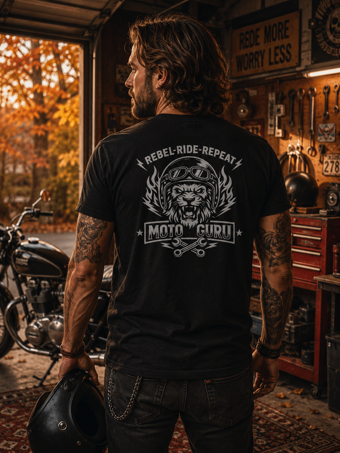 Rebel - Ride - Repeat Lion and Wrench